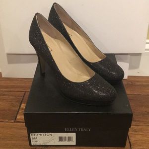 Ellen Tracy black glitter pumps size 8